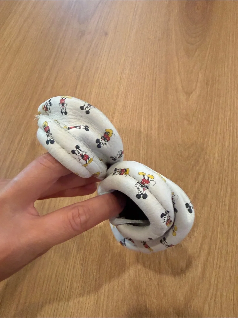 Freshly Picked White Mickey Mouse Print Baby Soft Sole Shoes